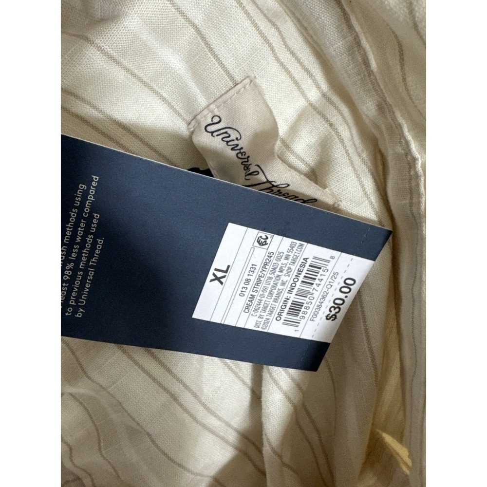 Universal Thread™ Short Sleeve Wrap Waist Midi Shirtdress Cream Striped XL - Picture 14 of 14